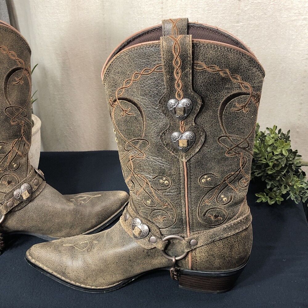 Durango Crush Distressed 11" Heart Concho Women's Size 8M Western Boots RD4155 - Picture 7 of 14